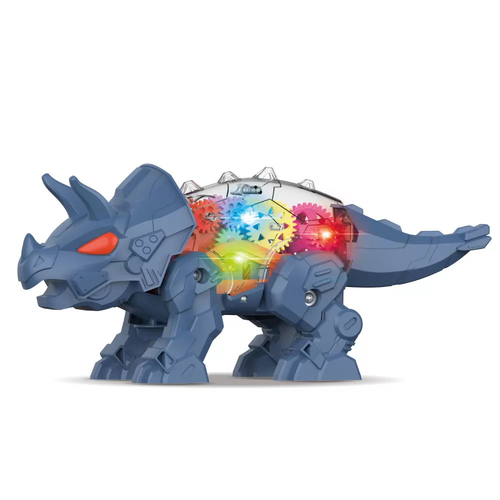 Little Story Electric DIY Gear Dinosaur With Light and Sound (Excluded 3*1.5 AA Batteries)-Blue