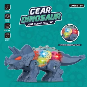 Little Story Electric DIY Gear Dinosaur With Light and Sound (Excluded 3*1.5 AA Batteries)-Blue