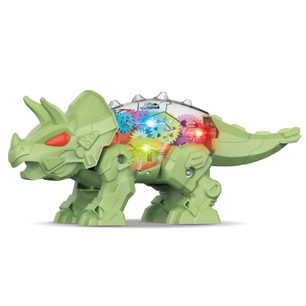 Little Story Electric DIY Gear Dinosaur With Light and Sound (Excluded 3*1.5 AA Batteries)-Green