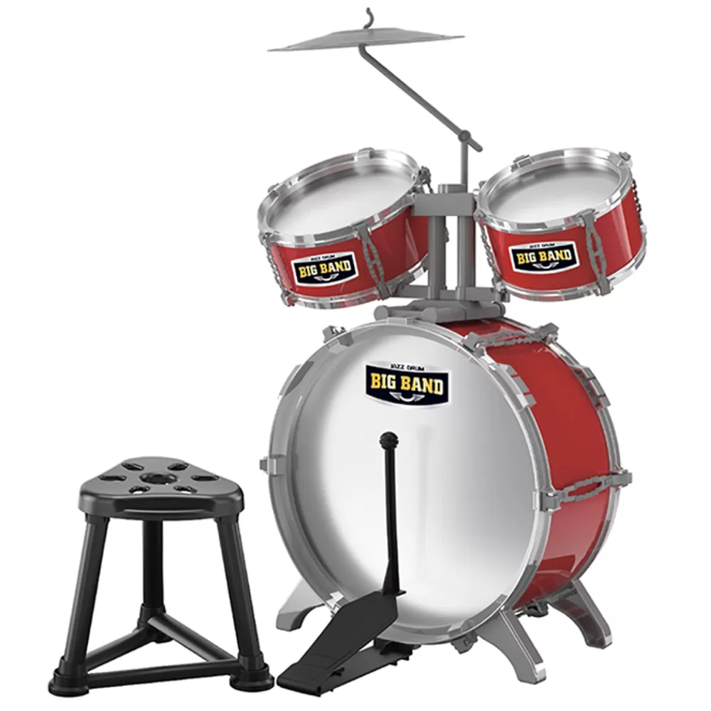 Little Story - Kids Drum Set Musical Instrument wt Stool - Red