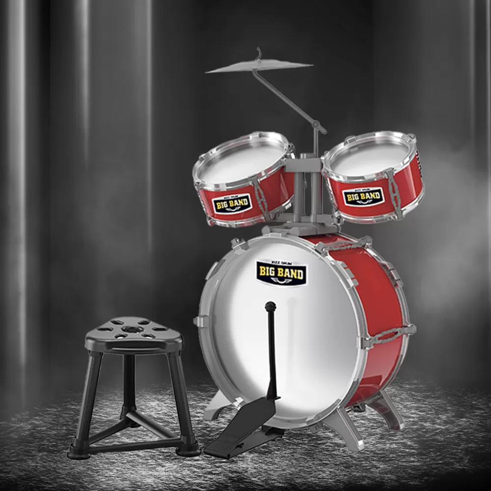 Little Story - Kids Drum Set Musical Instrument wt Stool - Red