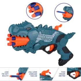 Little story Kids Manual Dinosaur Bullet Gun wt 20 Soft Bullets - Green
