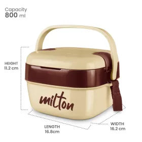 Milton Cubic Small Inner Stainless Steel Lunch Box 800 ml Ivory