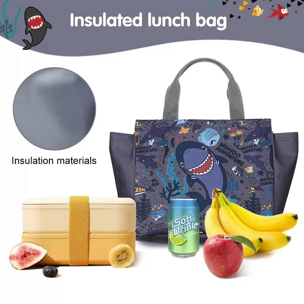 Nohoo Kids Tuition Bag / Hand Lunch Bag Shark - Grey