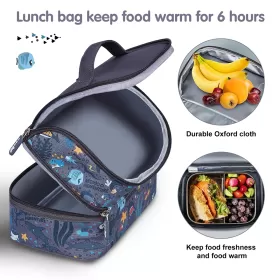 Nohoo Kids Insulated Lunch Bag Shark - Grey