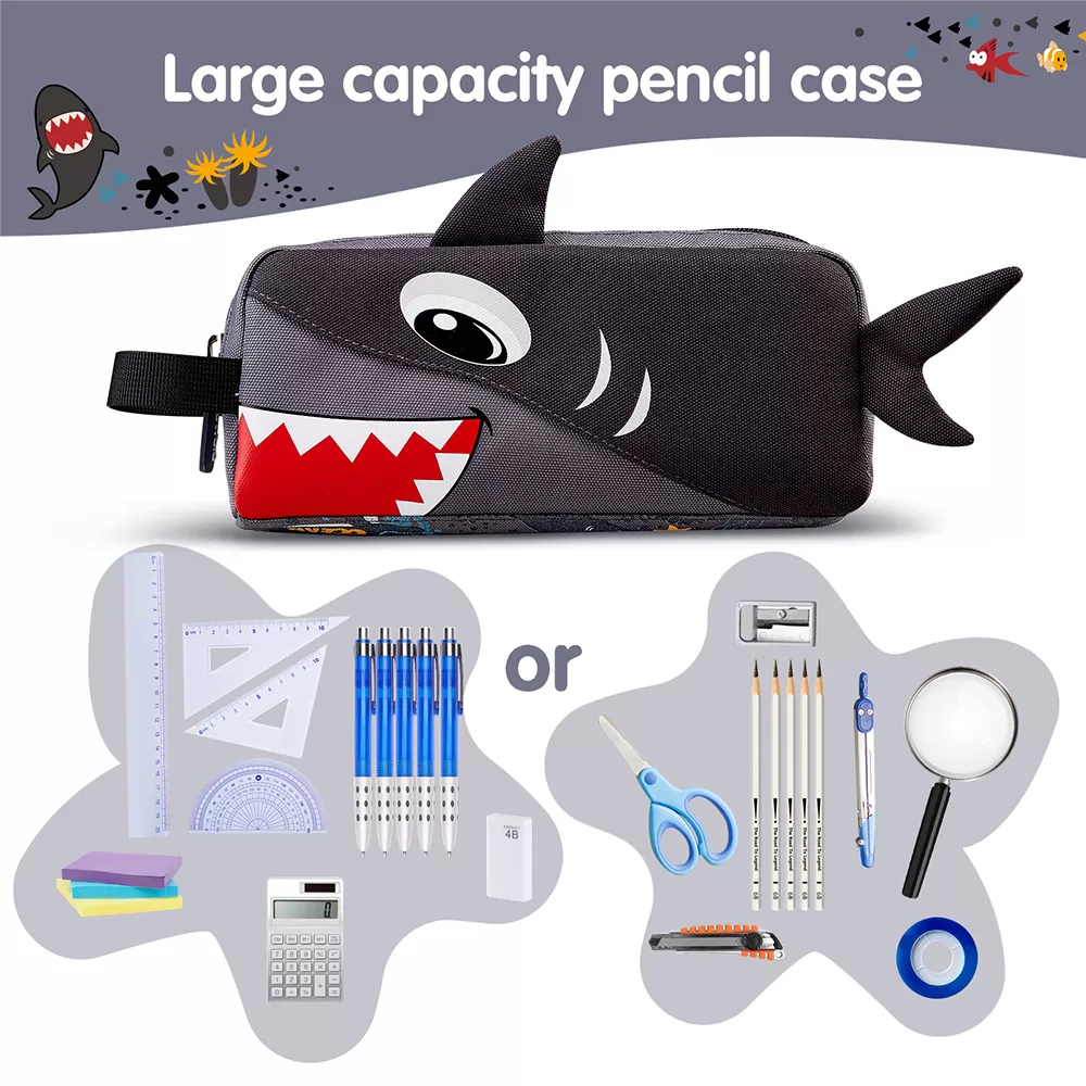 Nohoo Kids Pencil Case / Colour Bag Shark - Grey