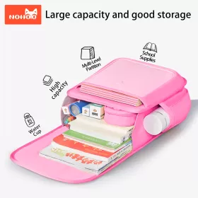 Nohoo Spine Protection Horizontal School Backpack for 0-5 Grade Primary Students-Rabbit Pink