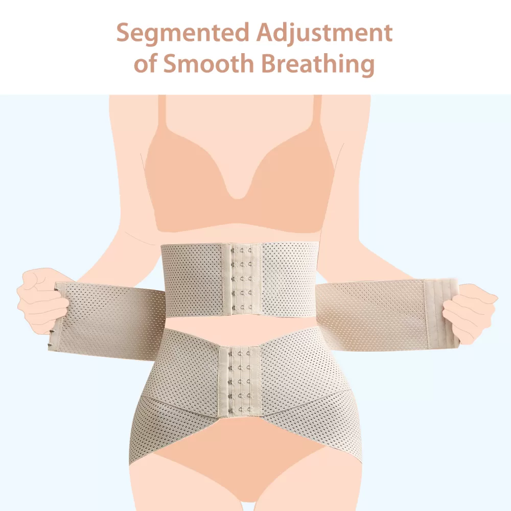 SUNVENO Belly Shaper and Hip Definition Band - Beige, M