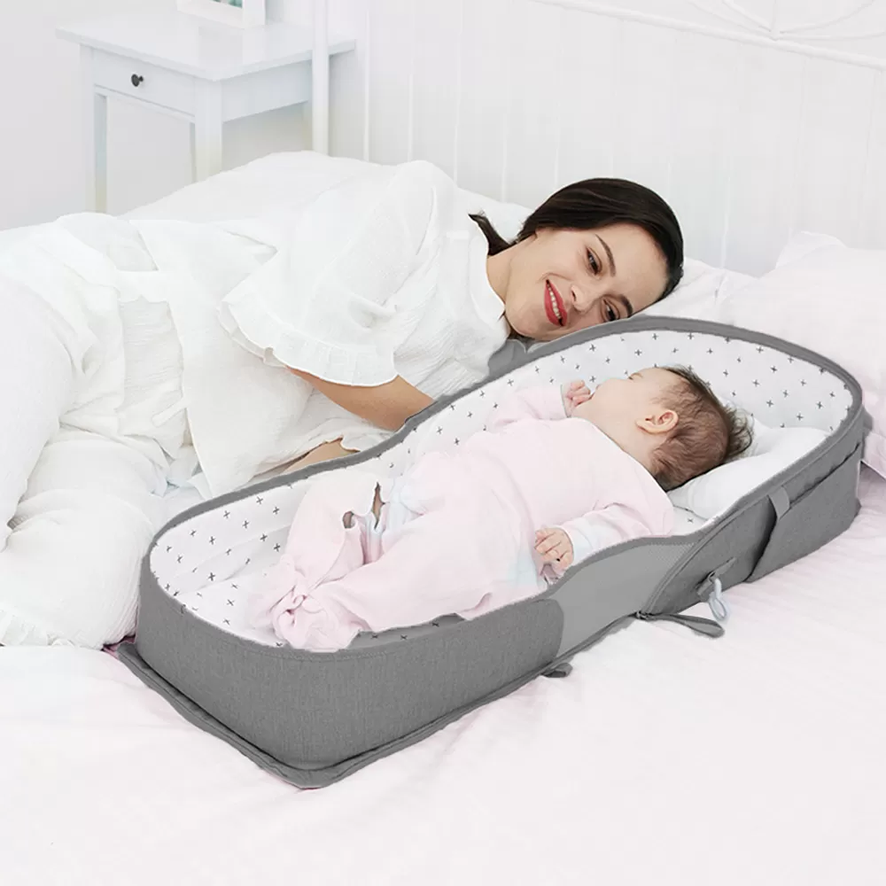 Sunveno Portable Baby Bed &amp; bag- Grey