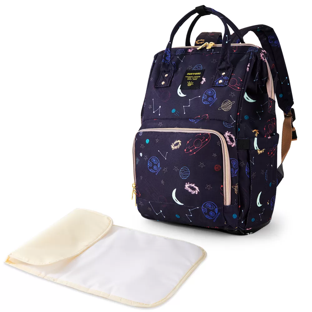 Sunveno Diaper Bag with USB Charging Port and Changing Mat - Blue Dream Galaxy