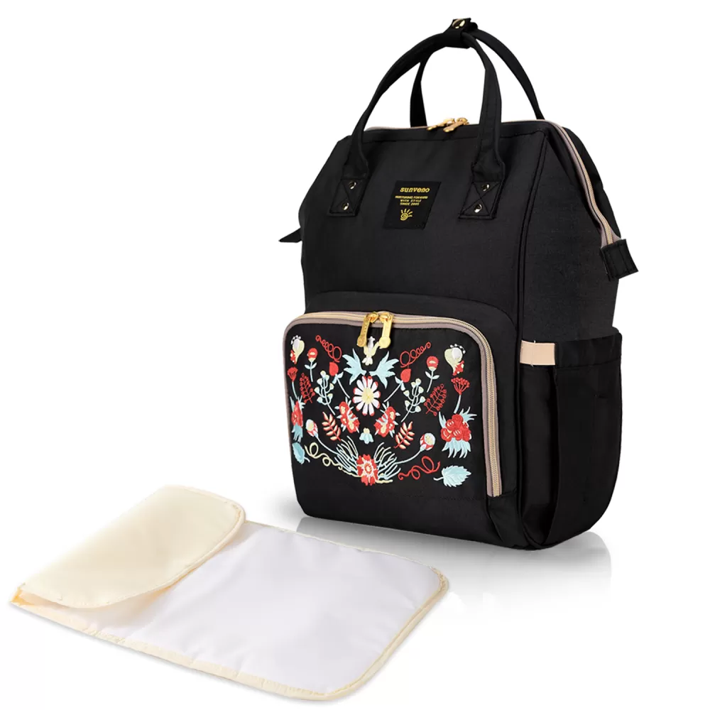 Sunveno Diaper Bags - Black Embroidery