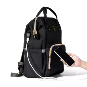 Sunveno Diaper Bag with USB - Black + Hooks
