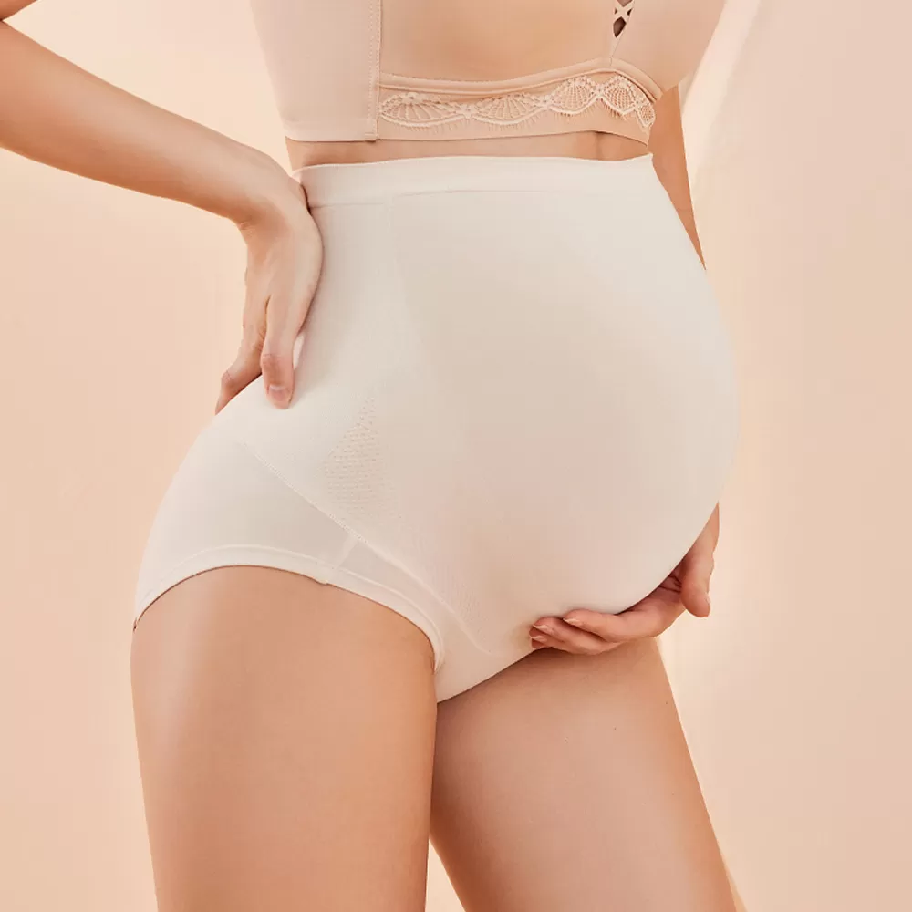 Sunveno High Waist Pregnancy Support Cotton Panties - SKIN M