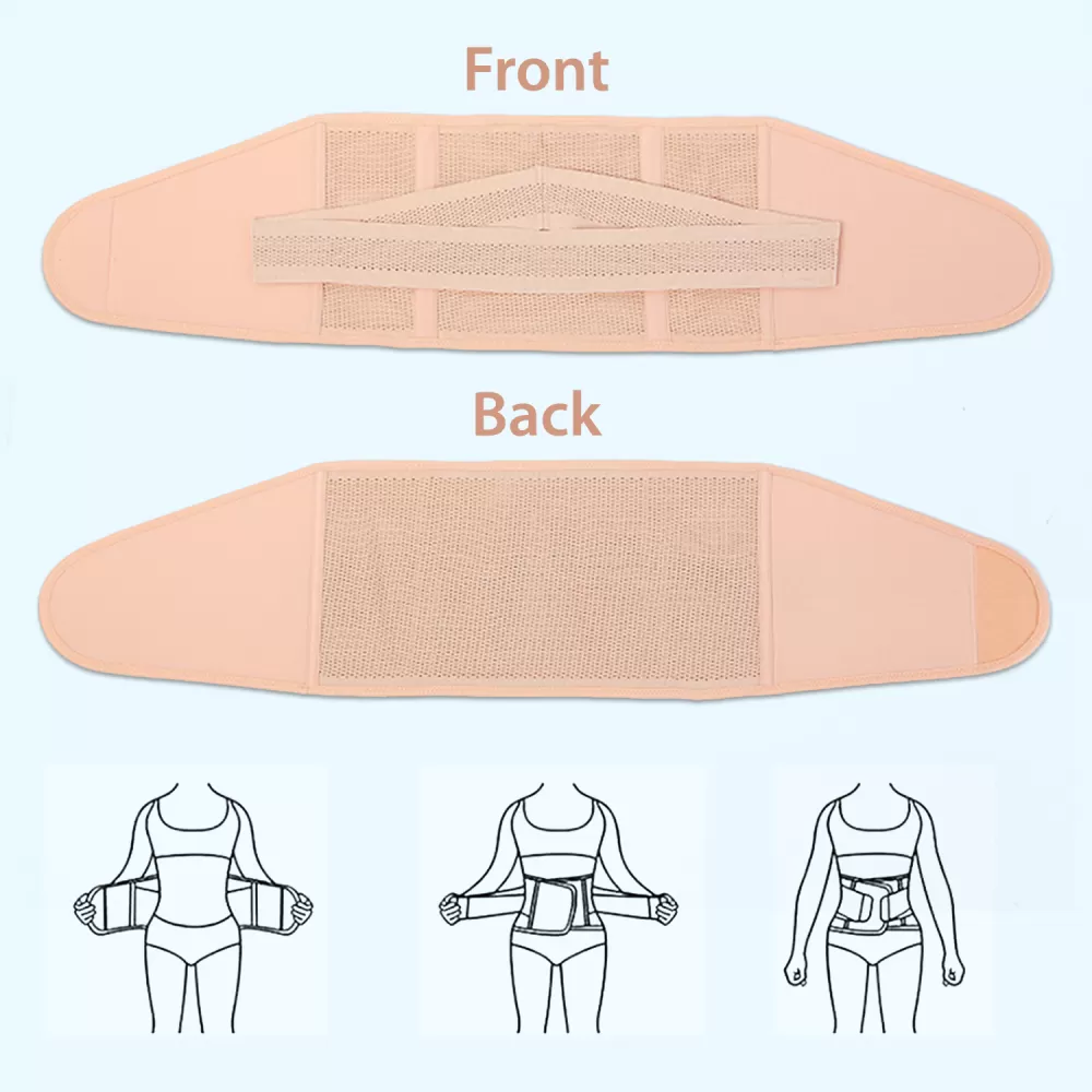 SUNVENO Abdominal Support Maternity Cross Grip Belly Wrap - Beige, XL