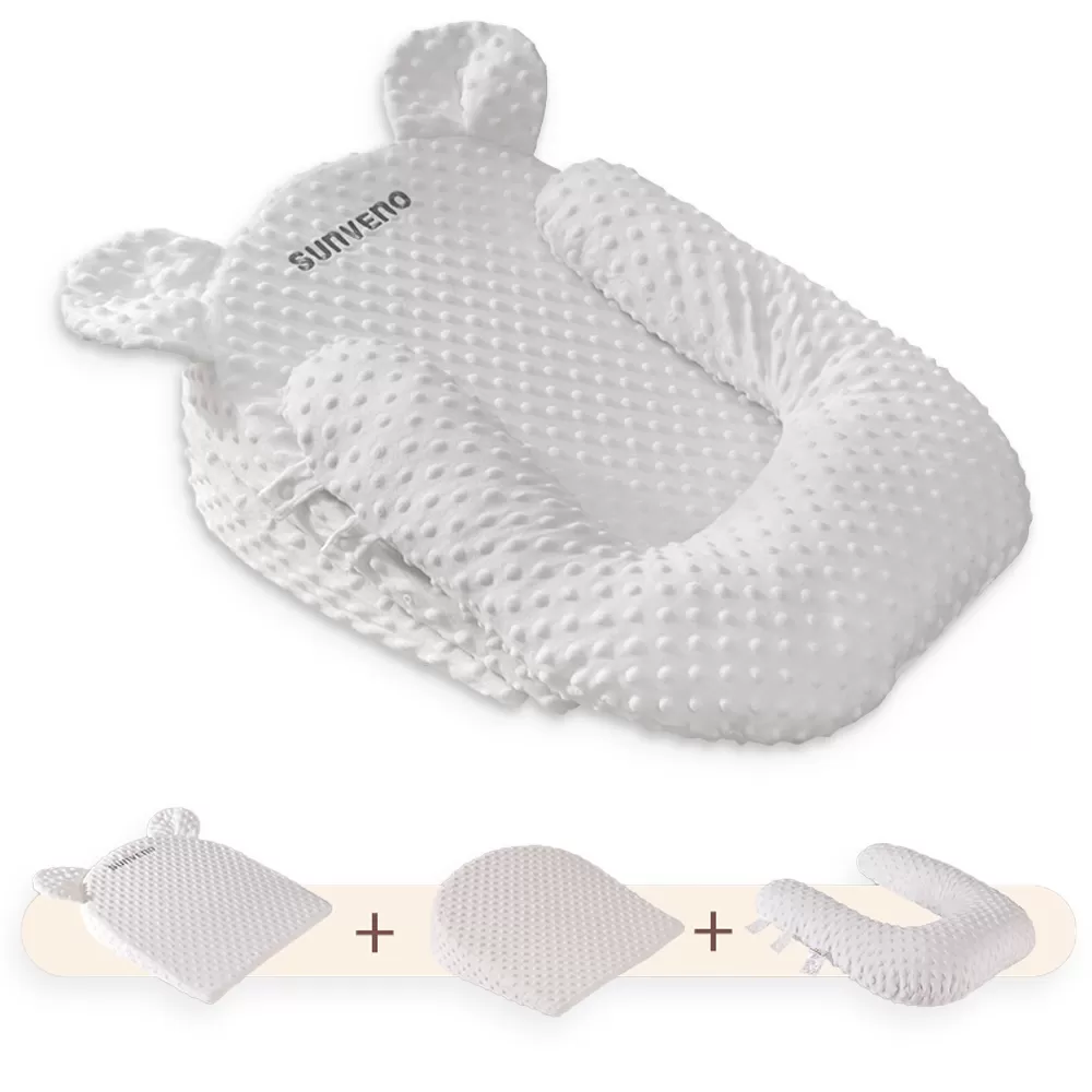 Sunveno Portable Baby Anti-spill Milk U Shape Pillow w/ 10° &amp; 15° Slope pad