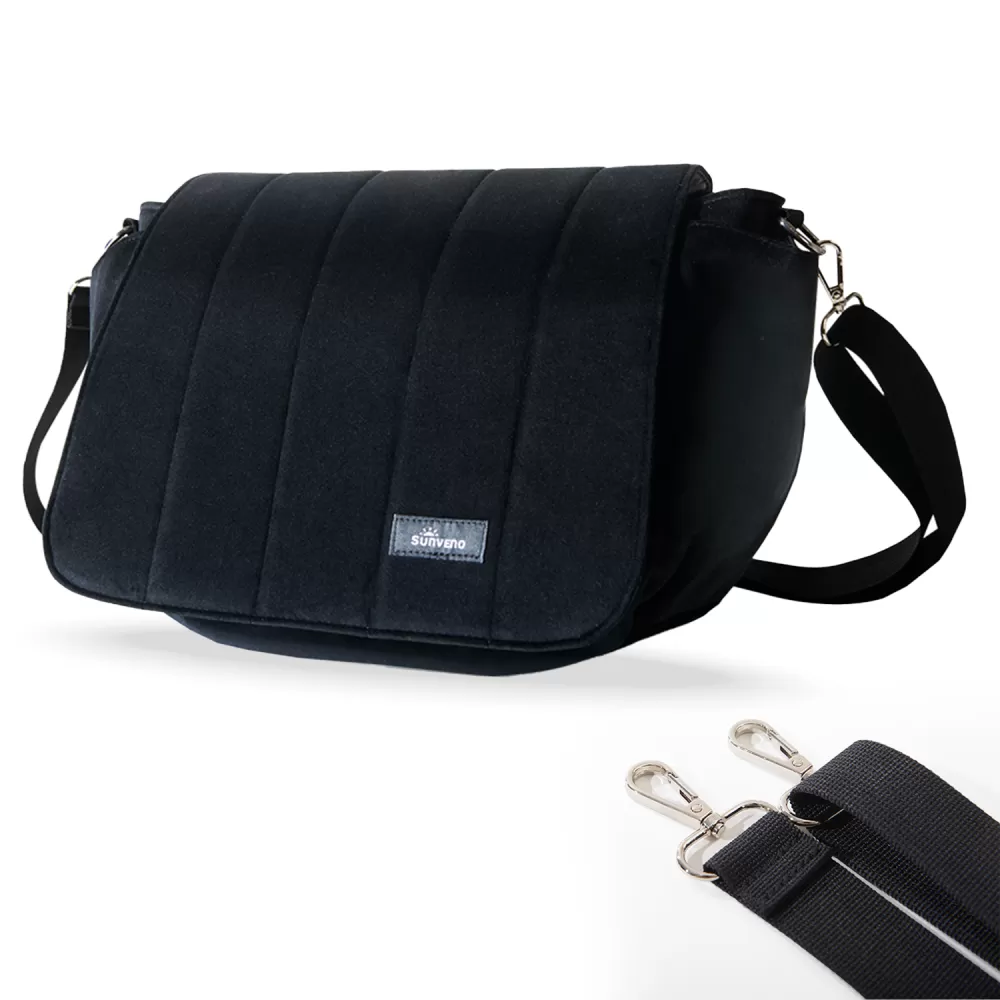 Sunveno Velvet Stroller Diaper Bag - Black