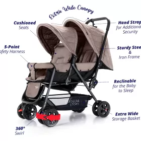 Story by Teknum Double Baby Stroller - Khaki