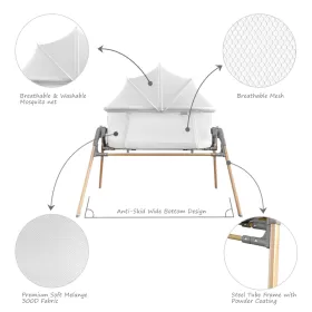 Teknum 3 - IN - 1 Baby Cradle Bassinet / Infant Cot with Mosquito net - White