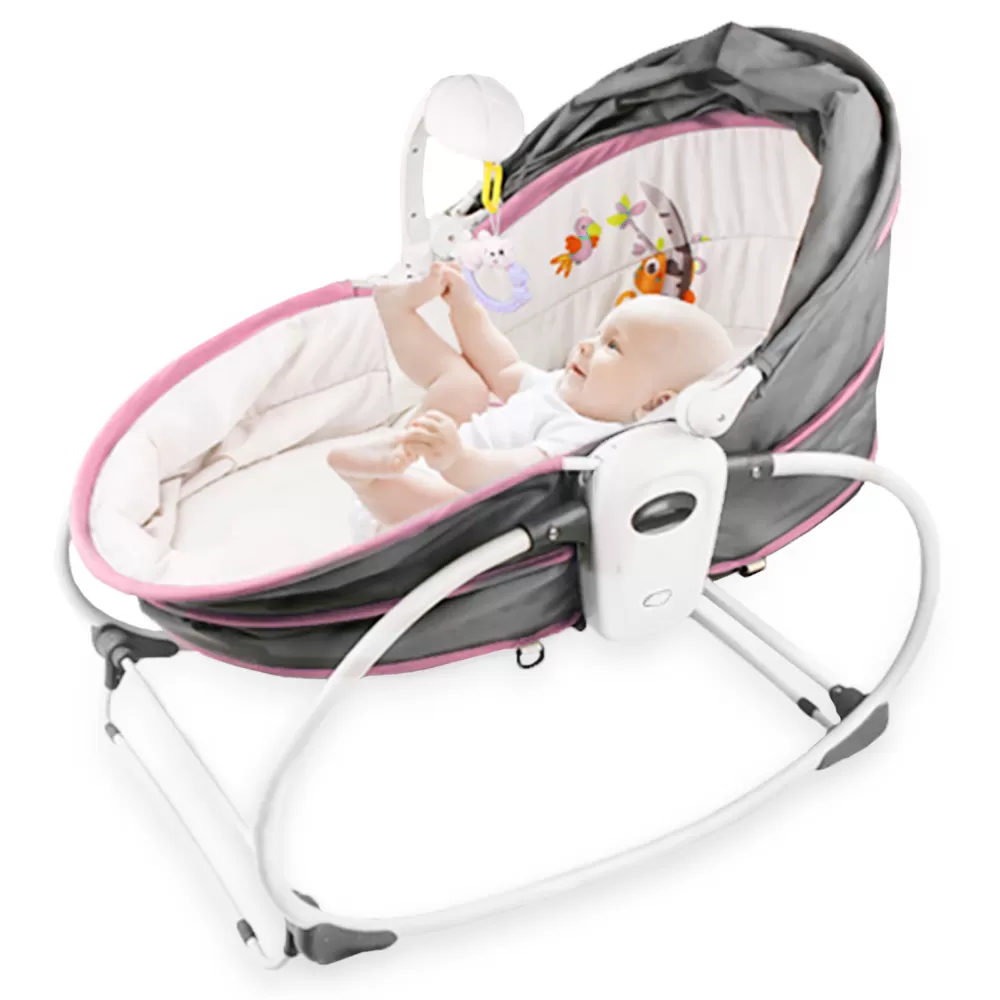 TEKNUM 5-in-1 Cozy Rocker Bassinet w/ Awning &amp; Mosquito net- Pink