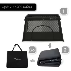 TEKNUM Portable Quick fold Playard & Cot with Zipper Door & Carry Bag - Midnight Black