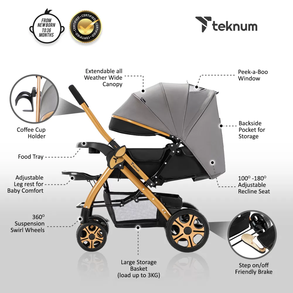 TEKNUM Reversible Trip2 Stroller - Grey