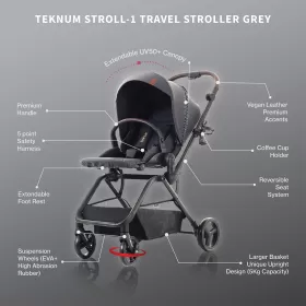 Teknum STROLL-1 Reversible Travel Stroller-Grey