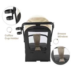 Teknum Travel Cabin Stroller with Coffee Cup Holder - Ivory