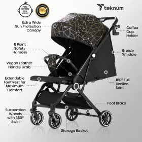 TEKNUM TravelZen Stroller with Coffee Cup Holder - Black Gold